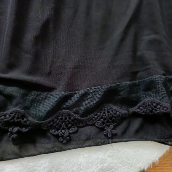 Cato • Women's Black Sheer Crochet Lace Bell Sleeve Peasant Blouse - Picture 7 of 16